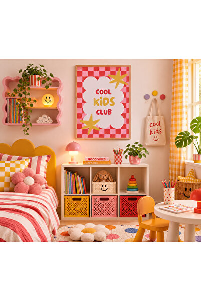 Kosinüs Reklam Cool Kids Club Çocuk Odası Posteri Renkli Modern Duvar Posteri...