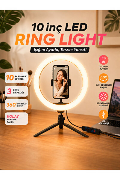 Moxti Masa Tripodlu 10 Inç Led Ring Lıght Influencer Youtuber Tiktok Telefon ...