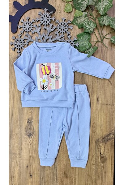 CemBebe Baby Girl Butterfly Patterned Seasonal Combed Cotton Long Sleeve Set