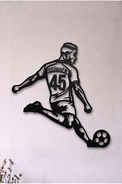 Victor Osimhen Efsane Futbolcular Serisi 3D Baskı Wall Art Duvar Dekoru - Taraftar Odası Dekorasyonu Siyah