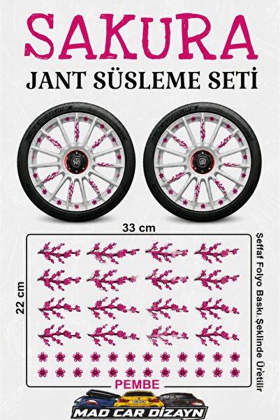SAKURA KİRAZ ÇİÇEĞİ Jant Kaplama Sticker Seti