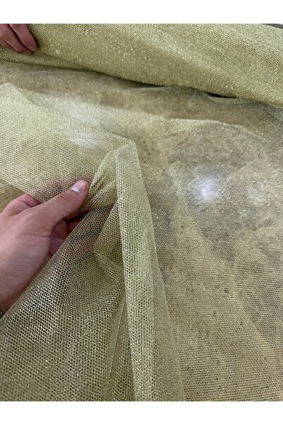 METERİAL 150 cm Wide Gold Glitter Tulle Fabric – Shimmering Tulle for Dresses...