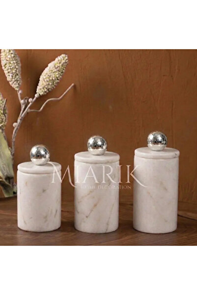 MIARIK DESIGN & DEKORASYON Dekoratif Beyaz Mermer Gümüş RenkDisko Top Aksesua...