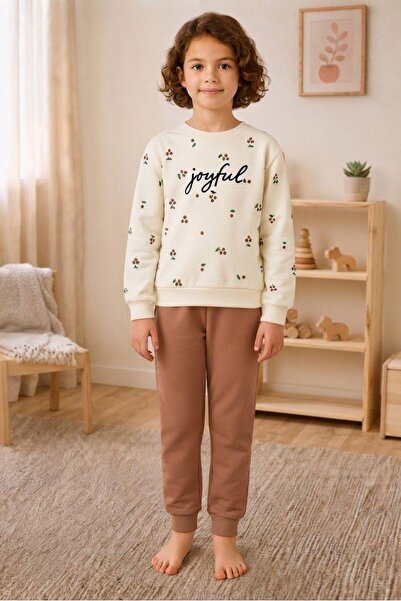 Zaziko Kids Girl's Joyful Patterned School Daily Tracksuit Set Esf7034