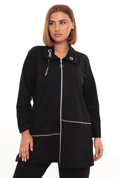 Lady Majestic Plus Size Cardigan Sweatshirt & Pants Two-Piece Set Women