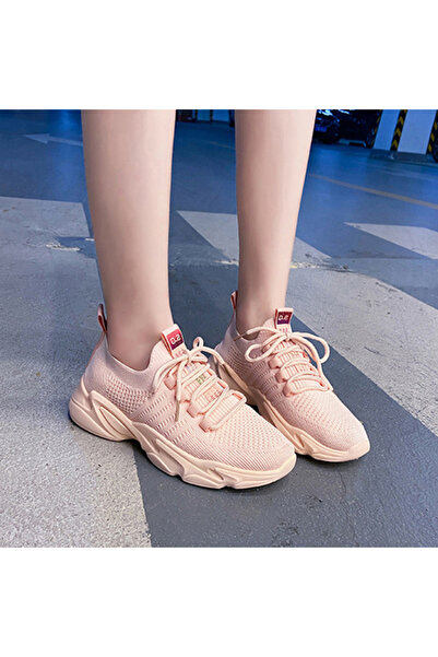 dorbe Women's Pink Canvas Lace-Up Sneakers