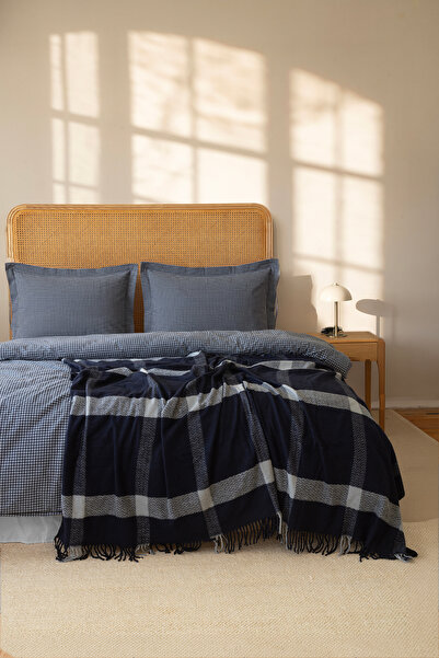 First Choice Alura Double Blanket & Duvet Cover Set Navy Blue