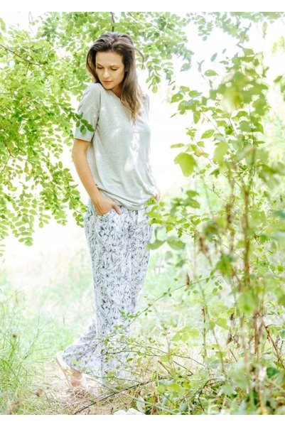 KEY Set pijamale lungi pentru femei, Key, Viscoza, Multicolor, L