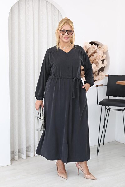 Siyezen Plus Size Tencel Modal Fabric Dress with Tie-Up Detail