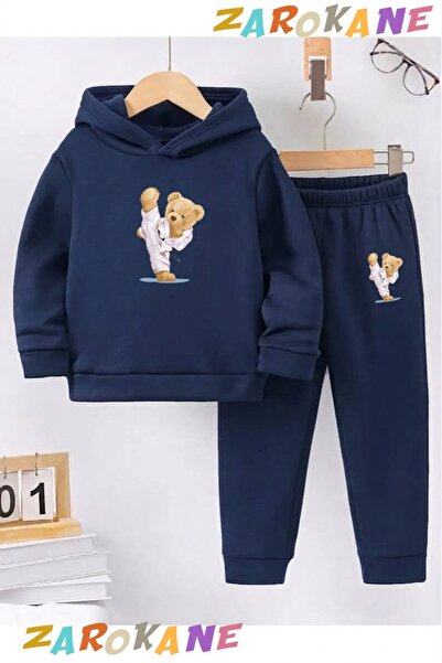 ZAROKANE Kareteci̇ Bear Printed Winter Children's Hooded Cotton Insulated Tra...