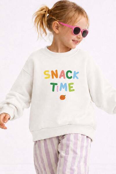Monila Unisex Çocuk 3 İplik Kumaş Pamuklu Slogan Baskılı Sweatshirt