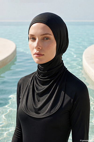 Remsa Mayo Swimmer Scarf Pool Sea Scarf Rbe-014-Black