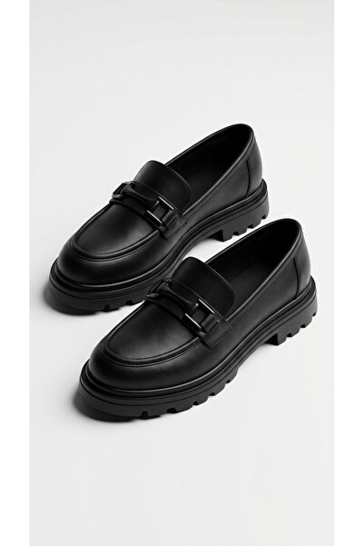 Eysha Women's Loafer Shoes Matte Leather Buckle Thick Sole Daily Casual Mocca...