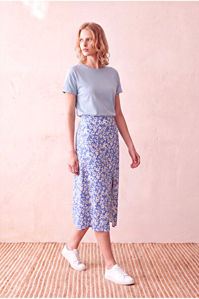 WESTMARK LONDON Women's Cotton Light Blue Folded Short Sleeve Detailed Off-Sh...