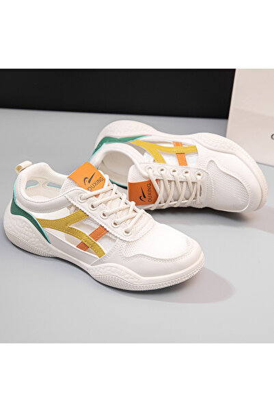 dorbe Women's White Sports Lace-Up Sneakers