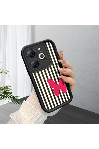 ucuc حافظة سيليكون سوداء متوافقة مع هاتف Tecno Spark Go 2024(BG6) بنمط خطوط س...