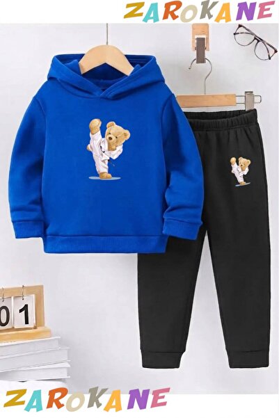 ZAROKANE Kareteci̇ Bear Printed Winter Children's Hooded Cotton Insulated Tra...