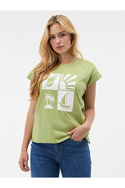 ORSAY Tricou de damă cu guler rotund și mânecă scurtă, verde