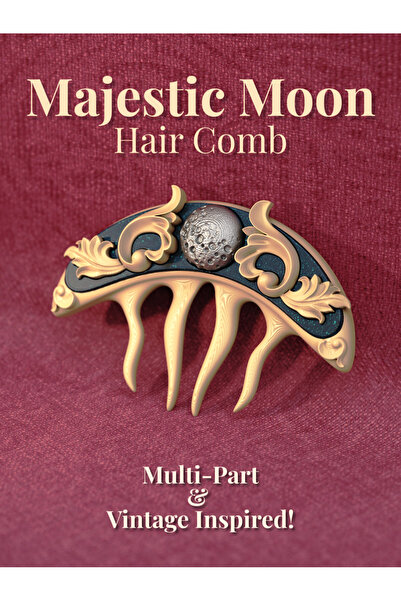 Lagom Moon Pattern Hair Comb Clip - Gothic and Vintage Design Hair Accessory ...