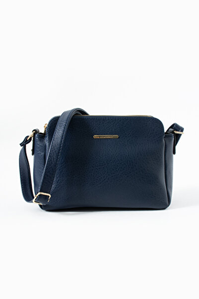 Sanmorris Navy Blue Women's Medium Size Faux Leather Shoulder and Crossbody B...