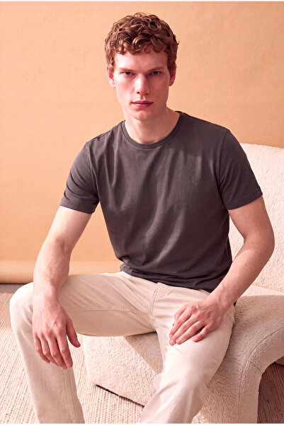 WESTMARK LONDON Men's 100% Cotton Brown Short Sleeve Crew Neck Basic T-Shirt ...