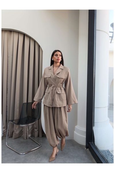 ESRAHELVACI Drawstring Belted Jacket and Trousers Set