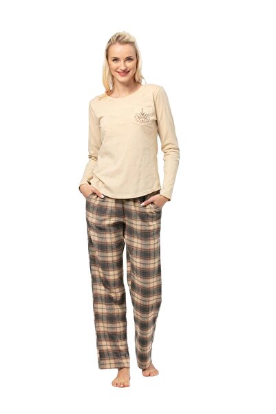 KEY Pijama dama 403 bej Flanel L