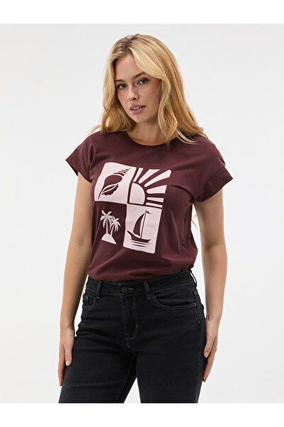 ORSAY Tricou de damă cu guler rotund și mânecă scurtă, maro închis
