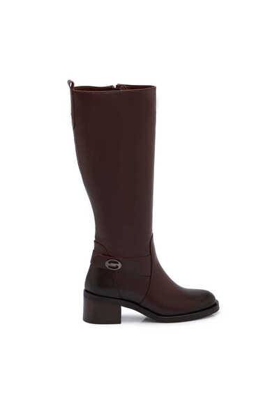 Tergan Kahverengi Hakiki Deri Kadın Çizme - K25K1CM68284-A24