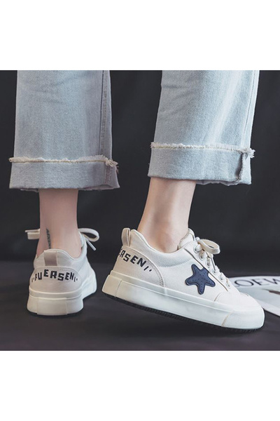 dorbe Women's White Star Lace-Up Sneakers