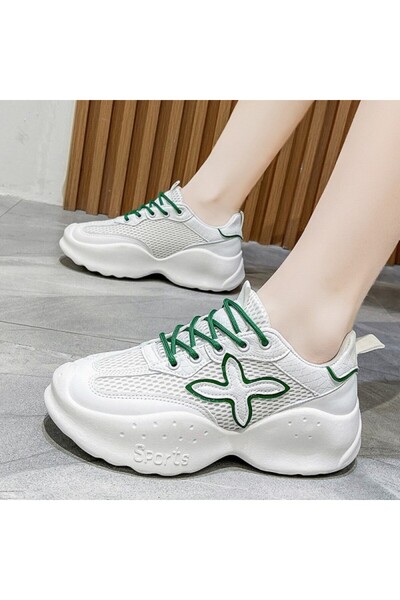 dorbe Women's Green Lace-Up Sneakers