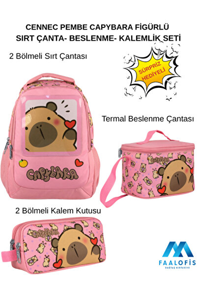 Dağtaş Kırtasiye 5212 Rucsac cu figurină Capibara roz Cennec - Set pentru nut...