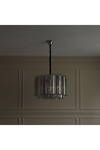 Danube Home Cindy Glass Chandelier Glass And Metal Smoke 60 cm, Statement Cei...