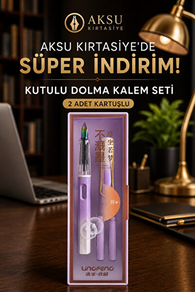 Kids Like Lingfeng Kutulu Dolma Kalem Seti – 2 Adet Mürekkep Kartuşlu, Renkli...