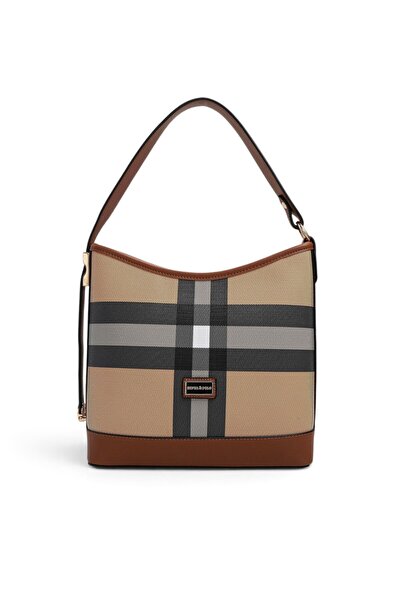 Silver Polo Beige - Tan Plaid Women's Shoulder Bag Sp1286