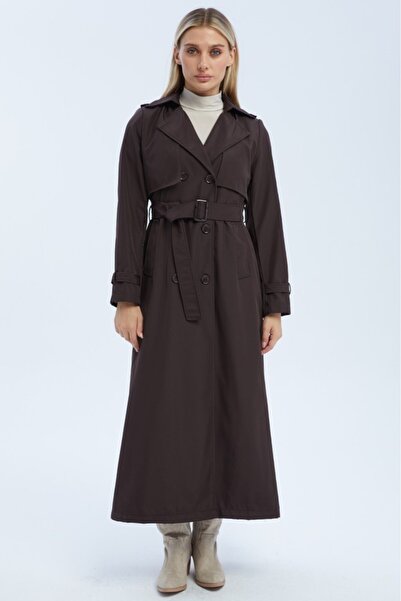 Jamila Double-Capped Long Women's Trench Coat