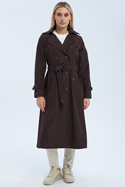 Jamila Seasonal Lined Women's Long Trench Coat-cap