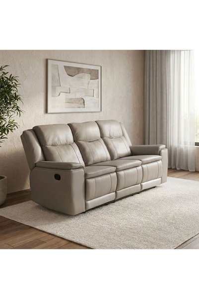Danube Home Aurevo 3 Seater Faux Leather Recliner With Drop Down Table + Usb ...