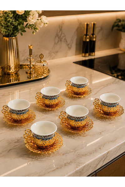 evinbizden Porcelain 6-Person Humayun Coffee Cup Set