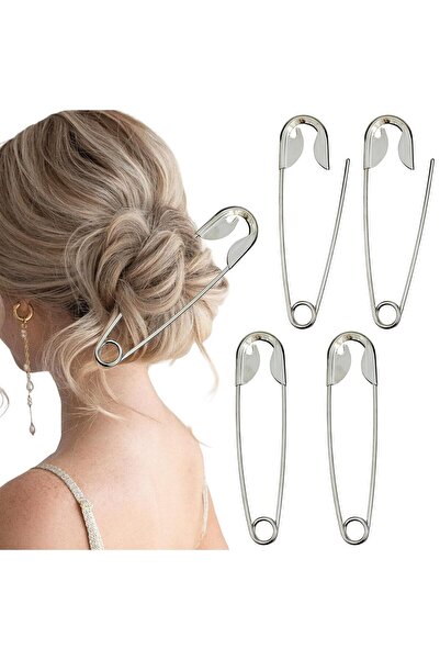 NEW HİLL New Large Size Safety Pin Model Hair Clip Bun Hairpin-14 cm