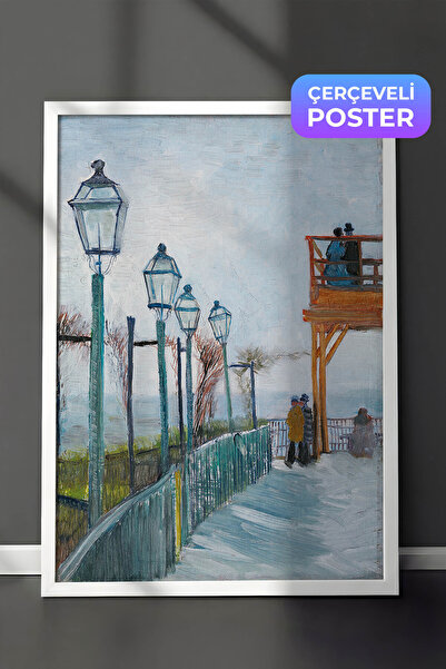 Zestia Bela uokvirena zidna slika Vinsenta van Goga, Montmartre, Zasnježena u...