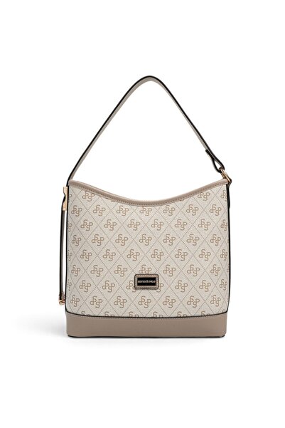 Silver Polo Beige - Sand Monogram Women's Shoulder Bag Sp1286