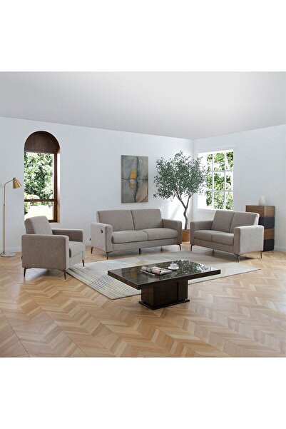Danube Home Theodora 3+2+1 Fabric Sofa Set With USB Port Dark Grey, Interior ...