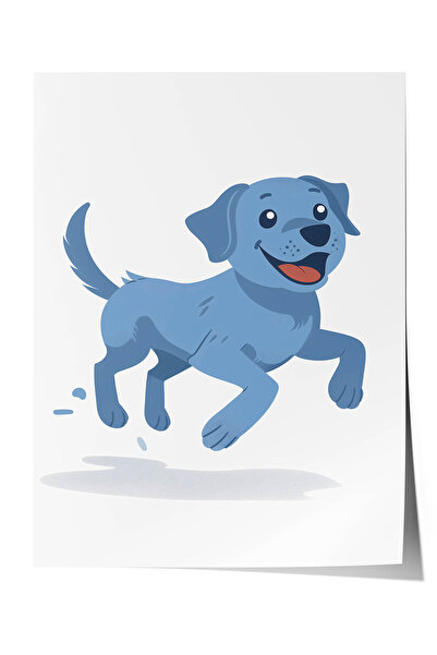Zestia Poster Premium cu desene animate, Cățeluș albastru vesel care sărită, ...