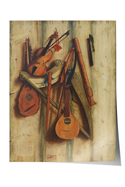Zestia Poster Premium cu natură moartă clasică, instrumente muzicale antice, ...
