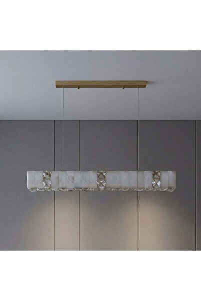 Danube Home Valencia LED Chandelier Marble And Metal Black 100 cm, For Living...