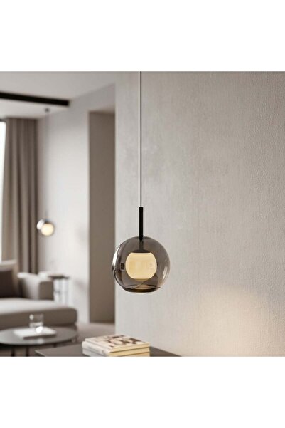Danube Home Ashton Pendant Lamp Adjustable length Smoke Grey 2m, For Lounge, ...