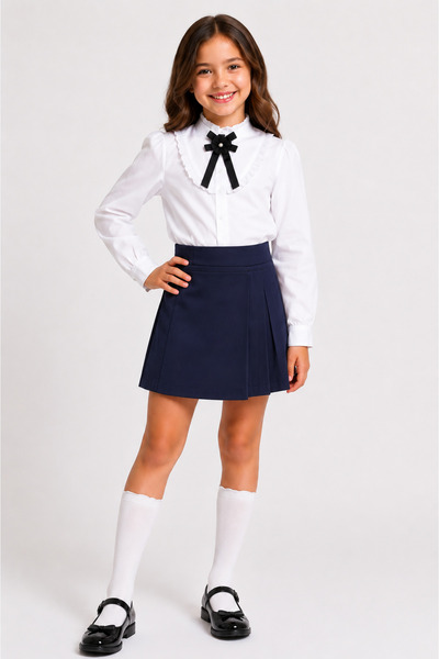 tinytrends Girls' School Shorts Skirt with Elastic Waist and Pockets