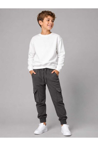 neocotton Girls' and Boys' Cargo Pocket Elastic Waist Jogger Sweatpants for School and Casual Wear