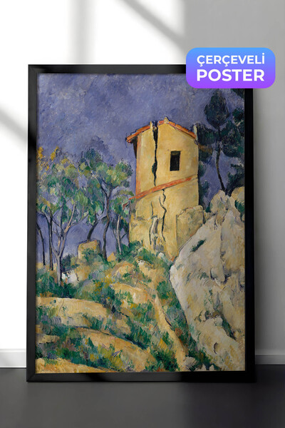 Zestia Πίνακας τοίχου Paul Cézanne με μαύρο πλαίσιο, Σπίτι με ραγισμένο τοίχο...